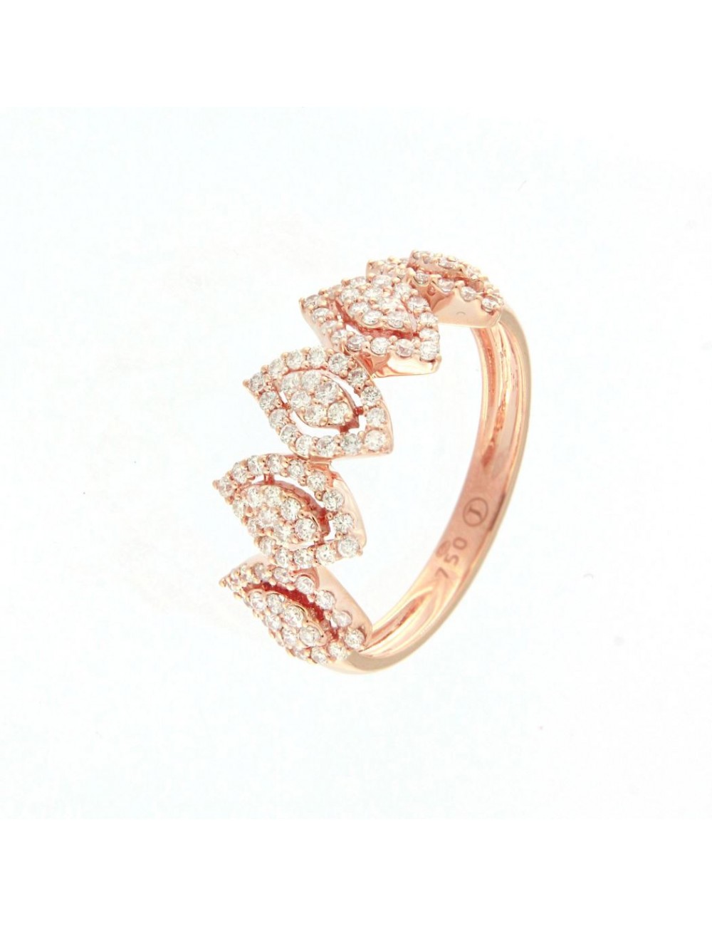 anillo hojas oro rosa y diamantes