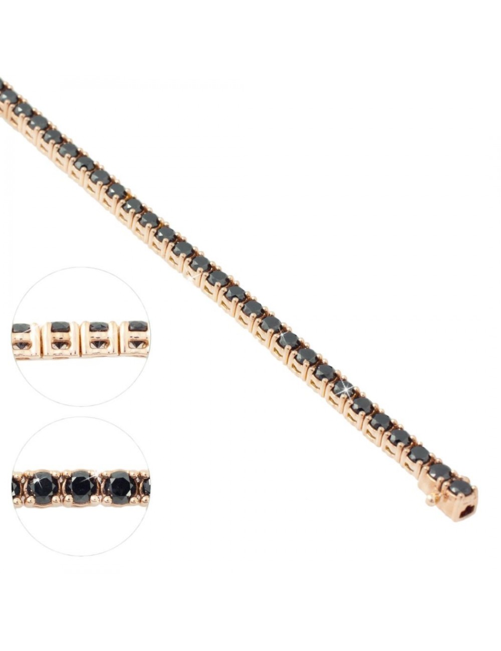 pulsera riviere oro rosa con diamantes negros