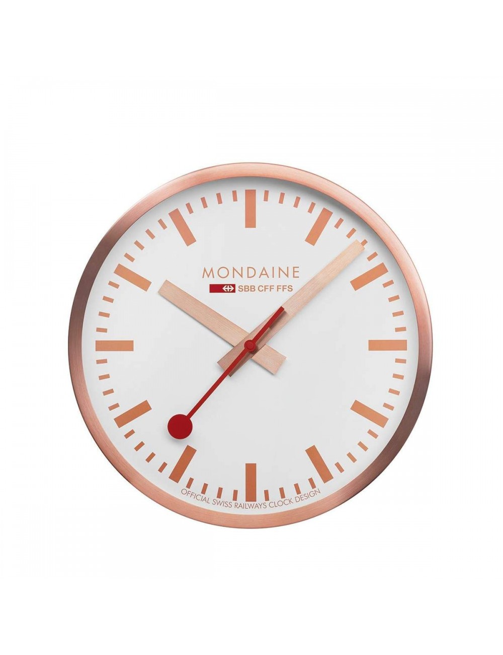 reloj mondaine de pared 25cm aluminio oro rosa