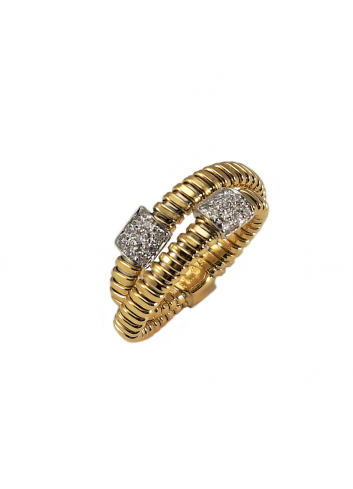 anillo tubogas de oro amarillo y diamantes